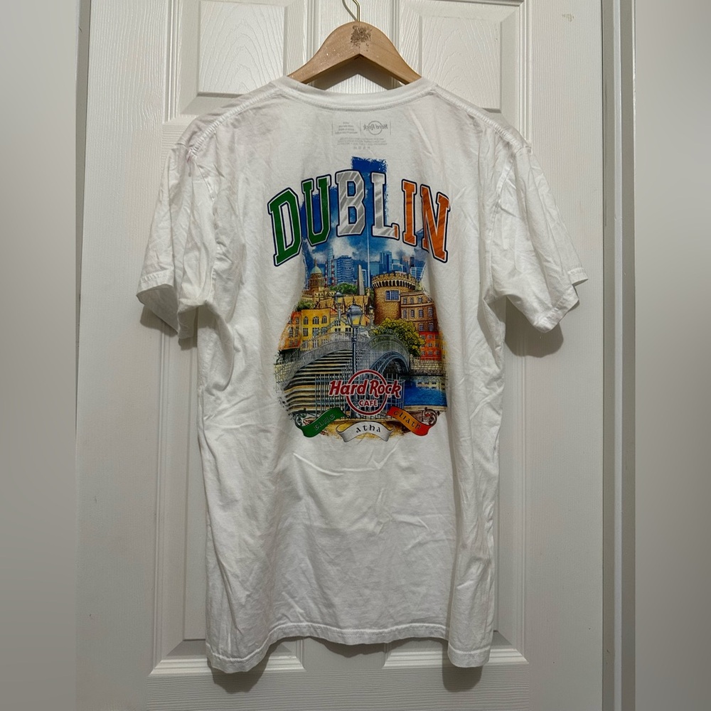 Hard Rock Cafe White Dublin Multi-Color Graphic Tee